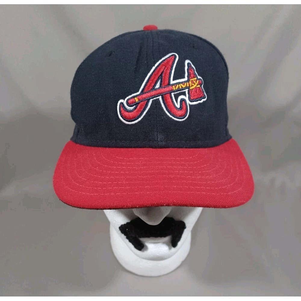 Atlanta Braves Hat‎ Fitted Size 7 1/8 Blue Red New Era 59fifty On Field Cap